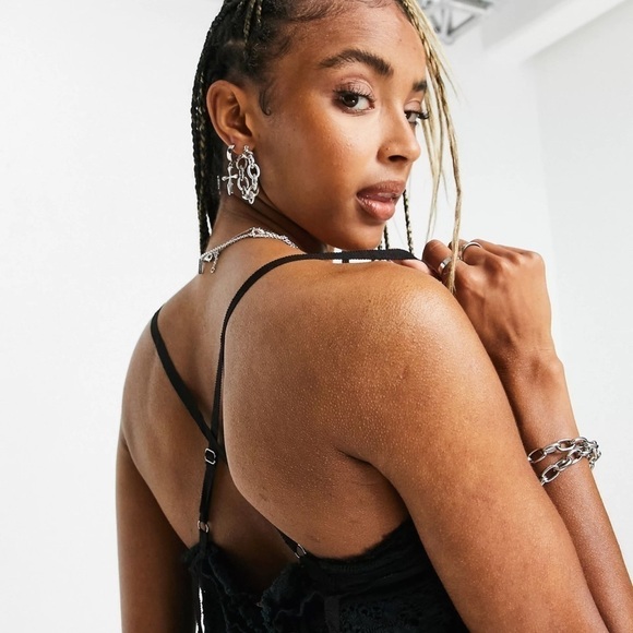 Free People Black Shailee slip mini dress with cami straps pleated hem sz Small - Picture 8 of 16